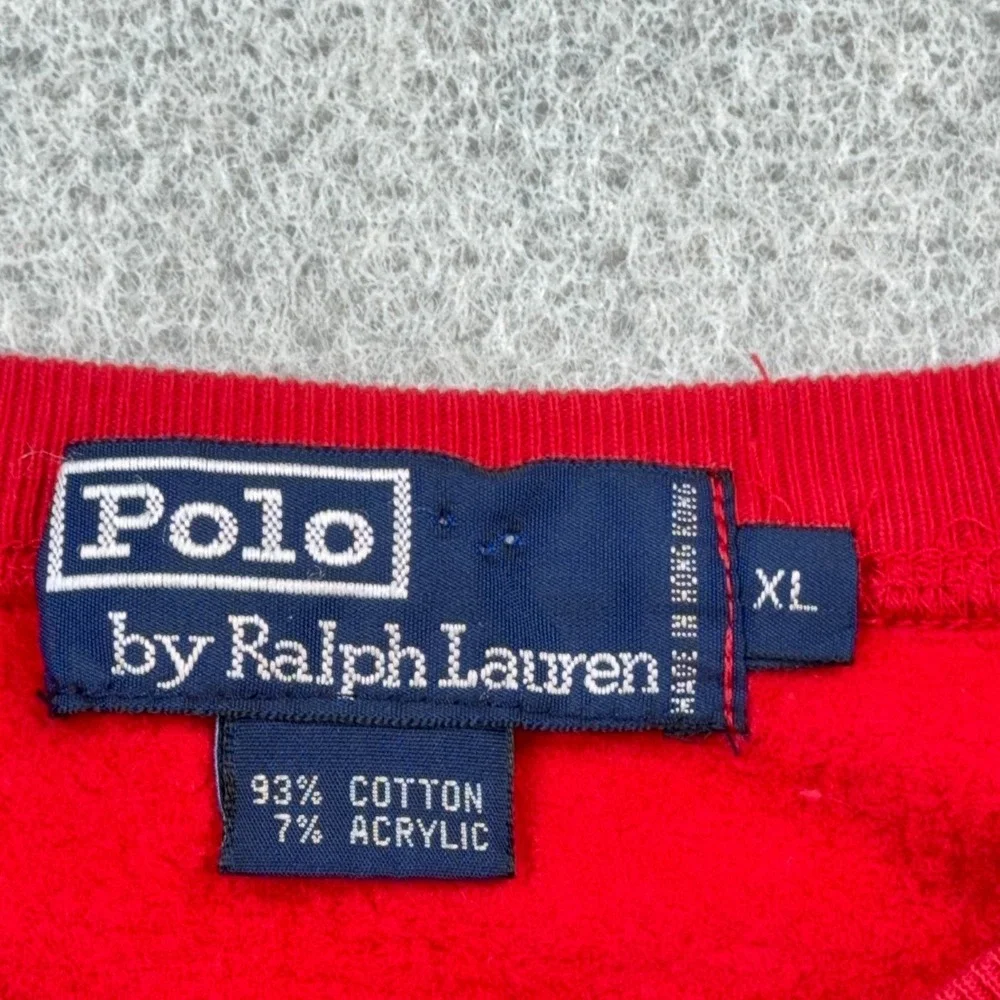 Vintage Polo Ralph Lauren Sweatshirt Men XL Red Black Pony Crewneck Sweater Y2K